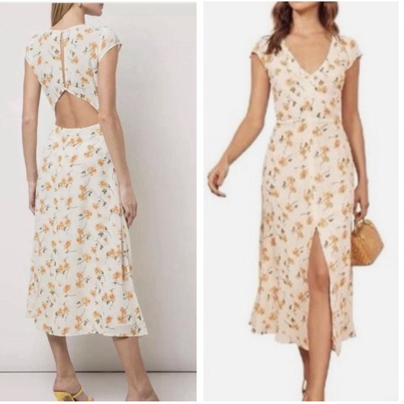 Reformation Dresses & Skirts - Reformation Wellfleet midi dress in limonada floral print size 2 EUC